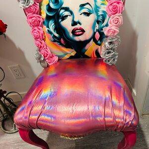 Vibrant Pink and Multicolor Artistic Chair Marilyn Monroe vanity chair decor